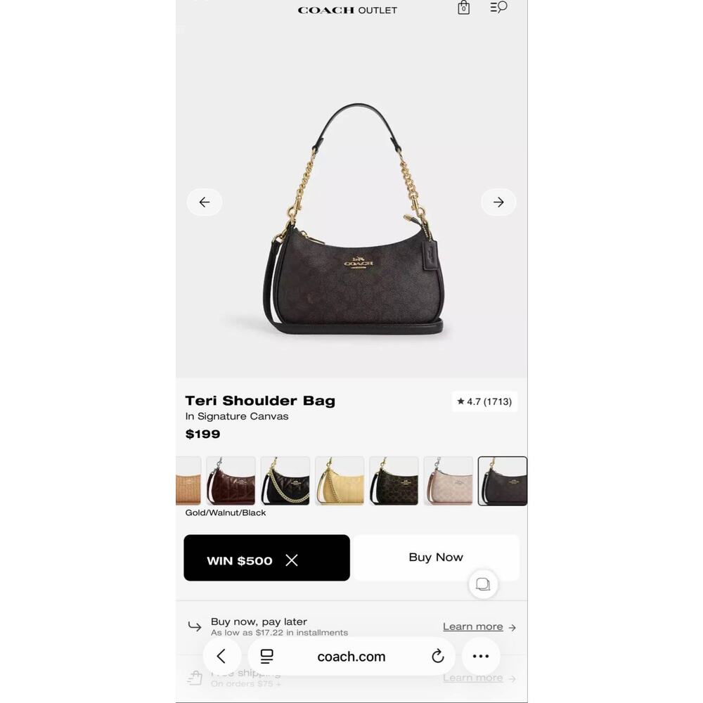 Coach Teri Shoulder Bag in Signature Canvas – Brown/Black Crossbody - Picture 10 of 10